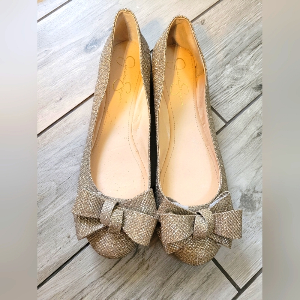 Jessica Simpson sparkly gold flats